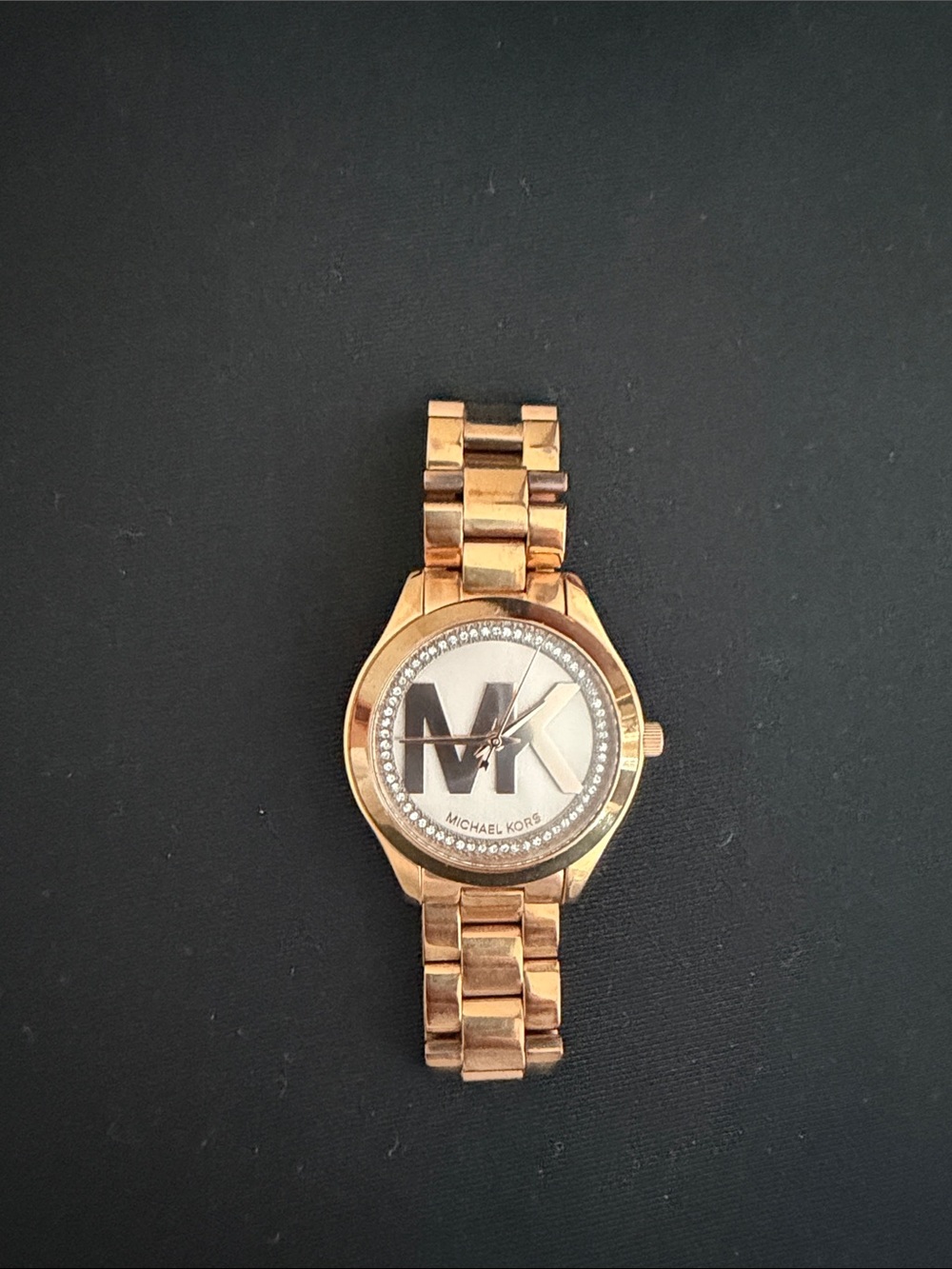 Michael Kors Rose Gold Bracelet Watch with Crystal Bezel and MK Dial